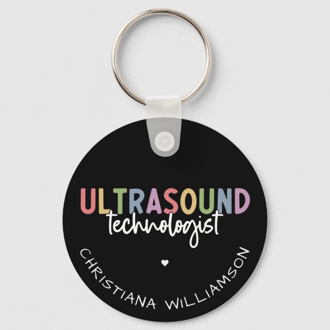 Custom Name Ultrasound Technologist Gifts Key Ring (Front)
