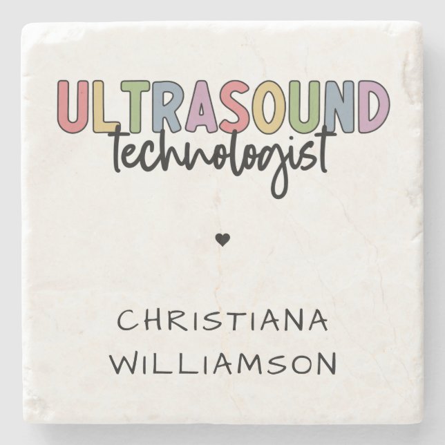 Custom Name Ultrasound Technologist Gifts Stone Coaster (Front)