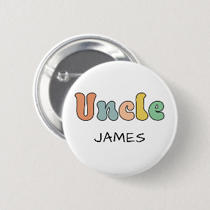 Custom Name Uncle Retro Gift   Uncle Personalised 6 Cm Round Badge