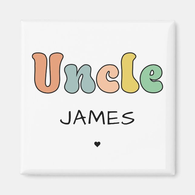 Custom Name Uncle Retro Gift | Uncle Personalised Magnet (Front)