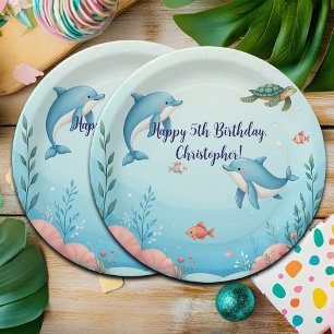 Custom Name Under the Sea Birthday Party Paper Plate