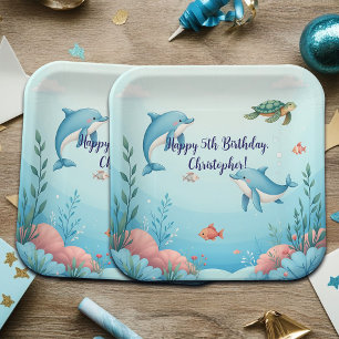 Custom Name Under the Sea Birthday Party Paper Plate