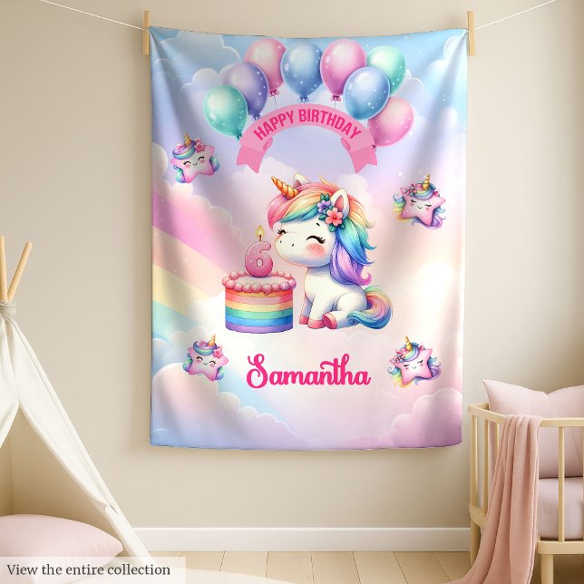 Custom Name Unicorn Blanket 6th Birthday Girl (Custom Name Unicorn Blanket 6th Birthday Girl)