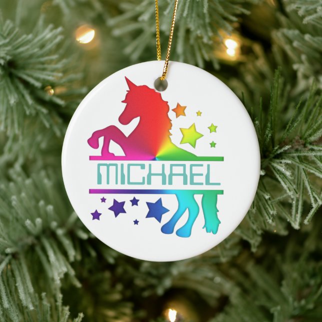 Custom Name Unicorn Christmas Tree Ornament (Tree)