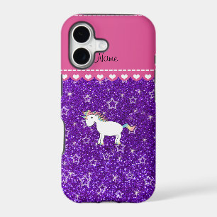 Custom name unicorn indigo purple glitter stars