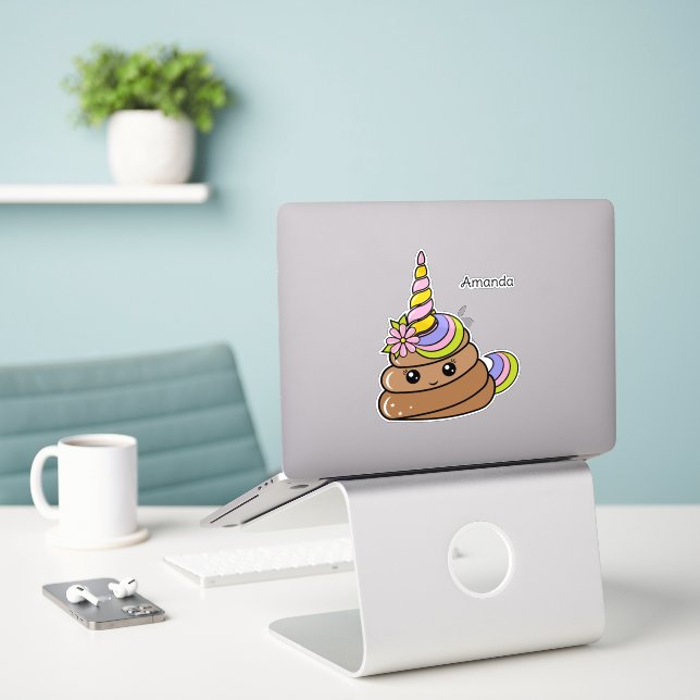 Custom Name Unicorn Poop (Laptop On Desk)