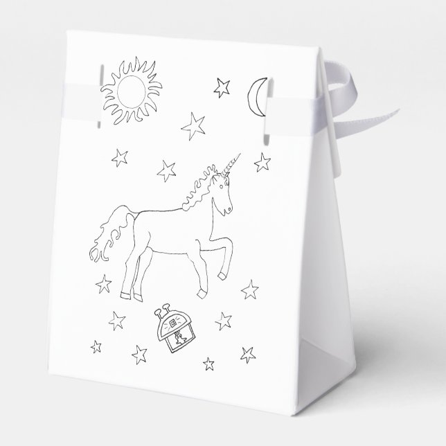 Custom Name Unicorn Stars Colour-in Favour Box (Back Side)