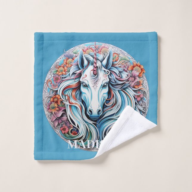 Custom Name Unicorn Wash Cloth (Wash Cloth)