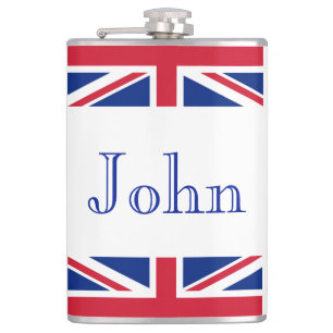 Custom Name Union Jack Flag flat Hip Flask