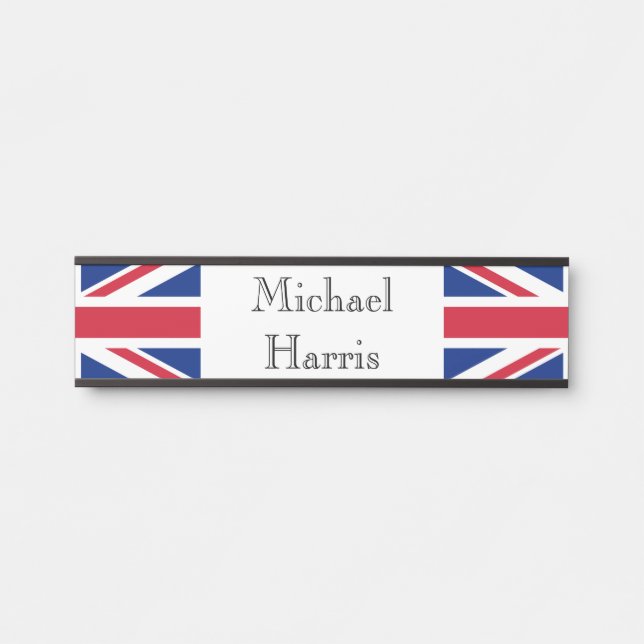 Custom Name Union Jack Flag npt Door Sign (Front)