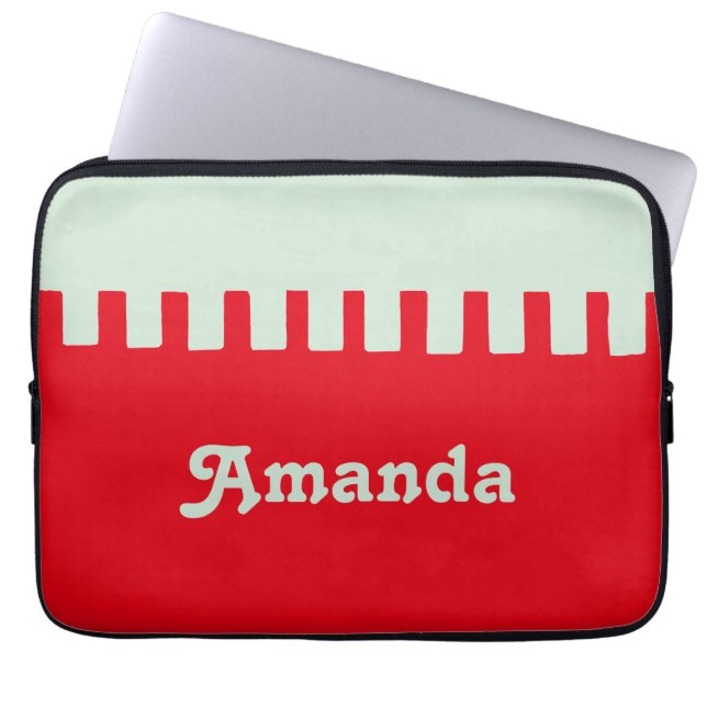 Custom Name Unique Red Pattern Laptop Sleeve (Front)