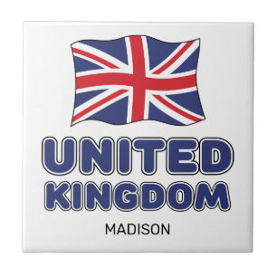 Custom Name United Kingdom Flag Ceramic Tile