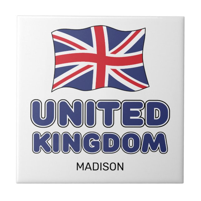 Custom Name United Kingdom Flag Ceramic Tile (Front)
