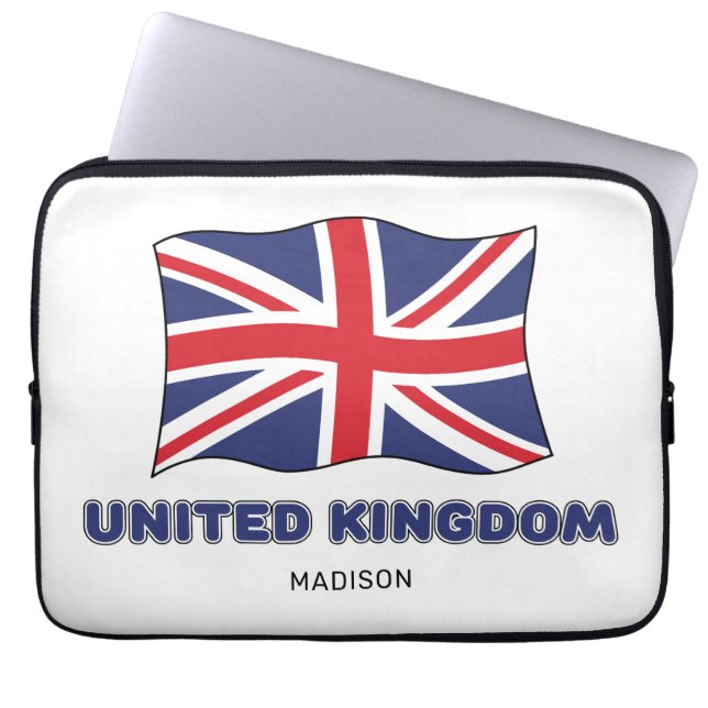 Custom Name United Kingdom Flag Laptop Sleeve (Front)