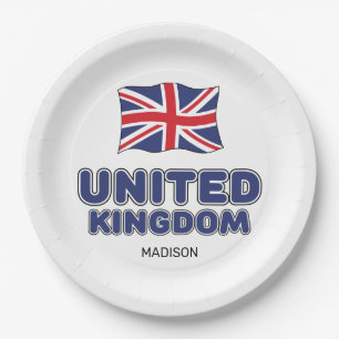 Custom Name United Kingdom Flag Paper Plate