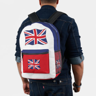 Custom Name United Kingdom Flag Printed Backpack