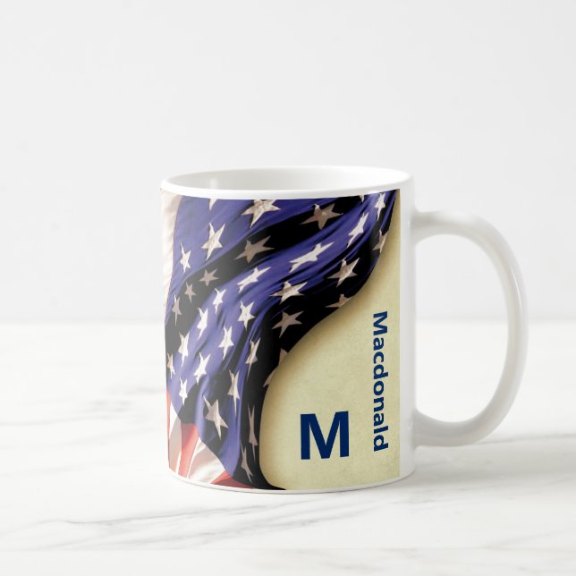 Custom Name USA Flag Coffee Mug (Right)