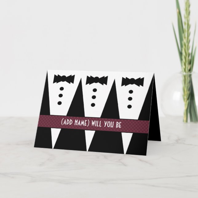 CUSTOM NAME Usher  Invitation -Three Tuxedos (Front)