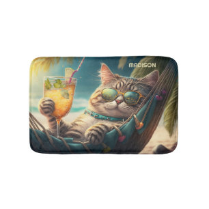 Custom Name Vacation Cat Bath Mat