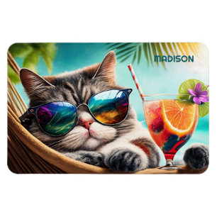Custom Name Vacation Cat Magnet