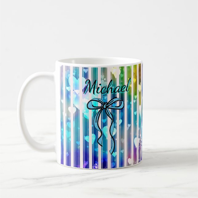 Custom Name Valentine | Personalized Blue For Him Coffee Mug (Left)
