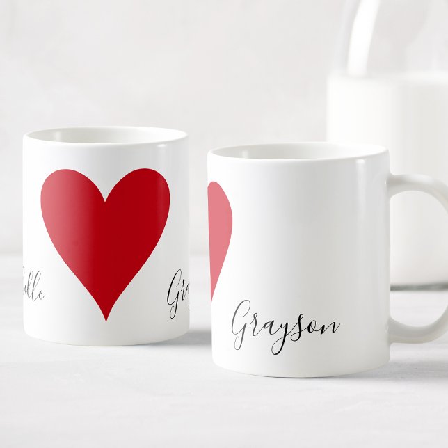 Custom Name Valentine's Day Love Heart Couples Coffee Mug (Creator Uploaded)
