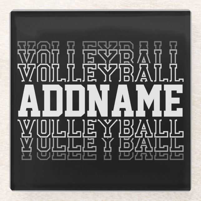 CUSTOM NAME Vanishing Volleyball Logo Team Player Glass Coaster (Front)