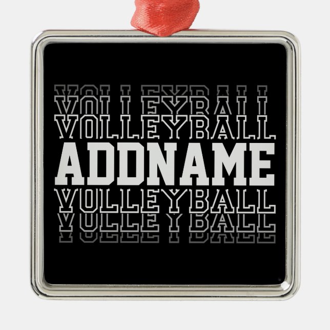 CUSTOM NAME Vanishing Volleyball Logo Team Player  Metal Ornament (Front)