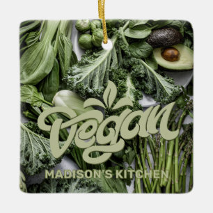 Custom Name Vegan Ceramic Ornament