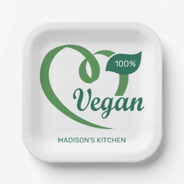 Custom Name Vegan Paper Plate (Front)