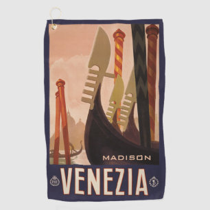 Custom name Venezia (Venice) Vintage Travel Golf Towel