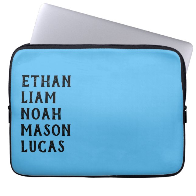 Custom Name Vertical Minimal Text Design Laptop Sleeve (Front)