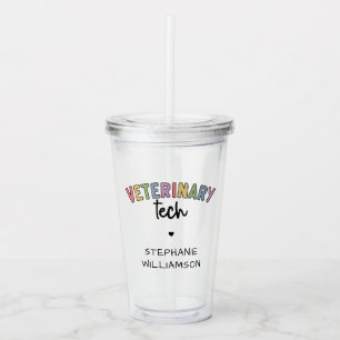 Custom Name Veterinary Tech   Vet Technician Acrylic Tumbler