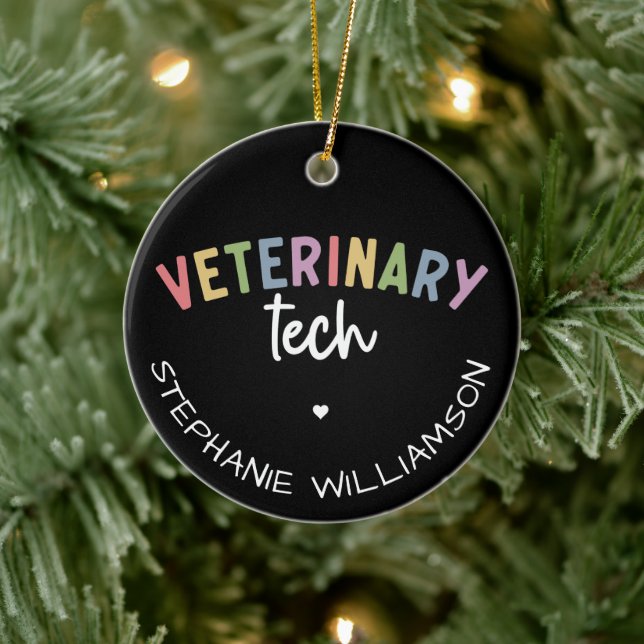 Custom Name Veterinary Tech | Vet Technician Ceramic Ornament (Tree)