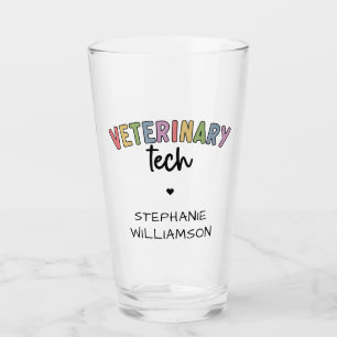 Custom Name Veterinary Tech   Vet Technician Glass
