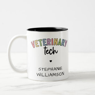 Custom Name Veterinary Tech   Vet Technician Two-Tone Coffee Mug