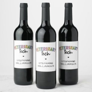 Custom Name Veterinary Tech   Vet Technician Wine Label