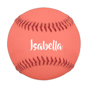 Custom name vibrant vivid coral minimalist baseball