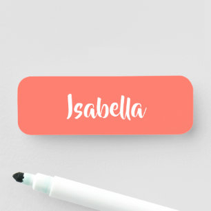 Custom name vibrant vivid coral minimalist tag
