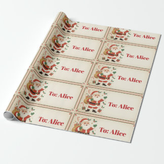 Custom Name vintage christmas Wrapping Paper