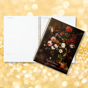 Custom Name Vintage Floral Art Gold Monogram 2026 Planner