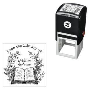 Custom Name Vintage Floral Book Stamp 