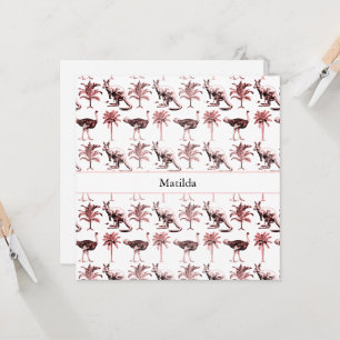 Custom Name Vintage Kangaroo & Ostrich Invitation