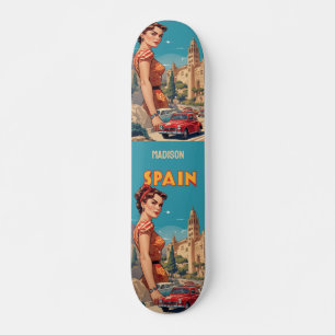 Custom Name Vintage Spain Skateboard