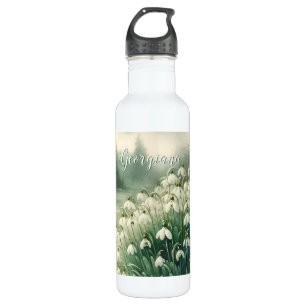 Custom Name Vintage Watercolor Floral Snowdrops 710 Ml Water Bottle