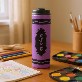 Custom Name Violet Purple Crayon Drink Tumbler Mug