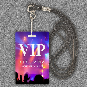 Custom Name VIP All Access Pass Concert ID Badge