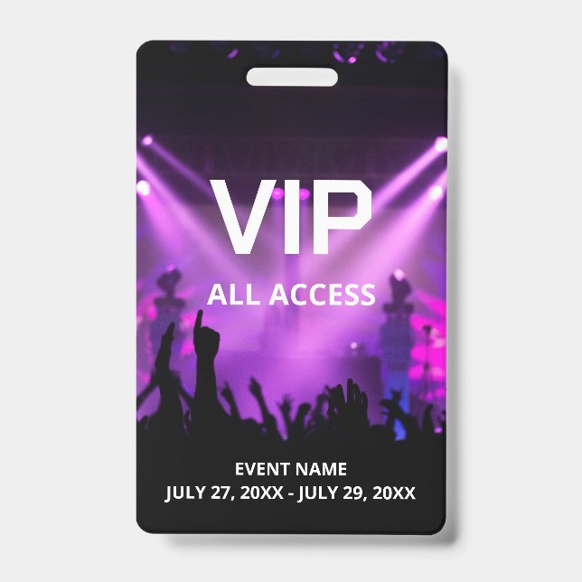 Custom Name VIP All Access Pass ID Badge (Front)