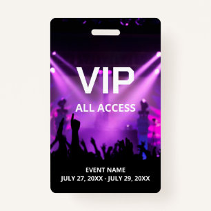 Custom Name VIP All Access Pass ID Badge