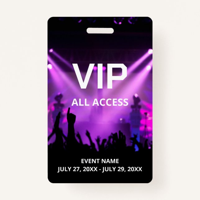 Custom Name VIP All Access Pass ID Badge (Front)